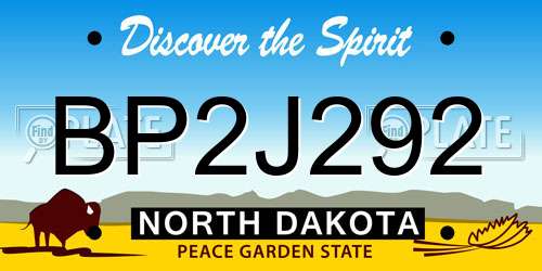 BP2J292 North Dakota License Plate