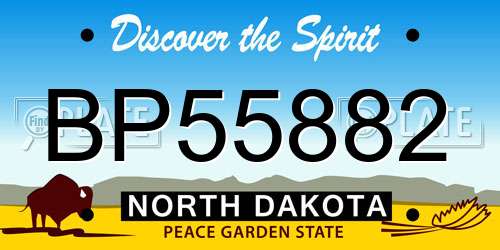 BP55882 North Dakota License Plate