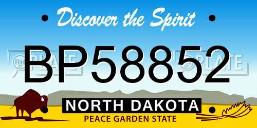 BP58852 North Dakota License Plate