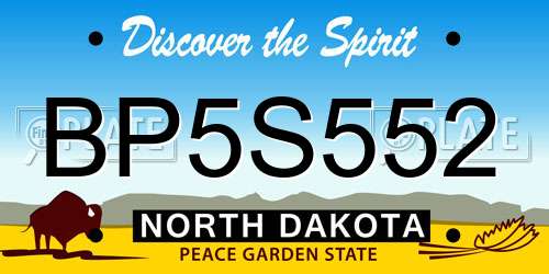 BP5S552 North Dakota License Plate