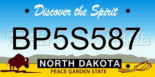 BP5S587 North Dakota License Plate