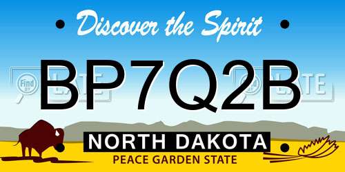 BP7Q2B North Dakota License Plate