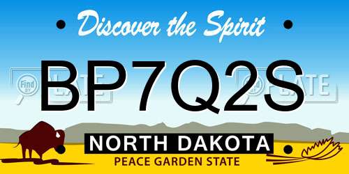 BP7Q2S North Dakota License Plate