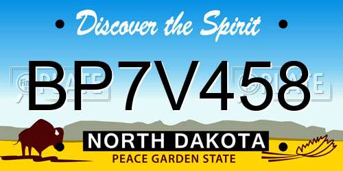 BP7V458 North Dakota License Plate