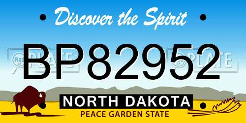 BP82952 North Dakota License Plate