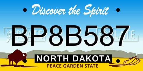 BP8B587 North Dakota License Plate