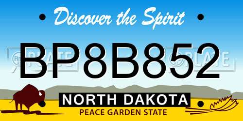 BP8B852 North Dakota License Plate