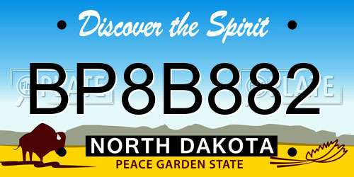 BP8B882 North Dakota License Plate