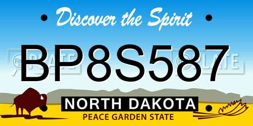 BP8S587 North Dakota License Plate