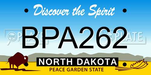 BPA262 North Dakota License Plate
