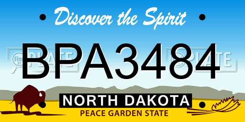 BPA3484 North Dakota License Plate