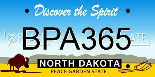 BPA365 North Dakota License Plate