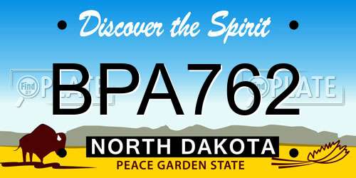 BPA762 North Dakota License Plate