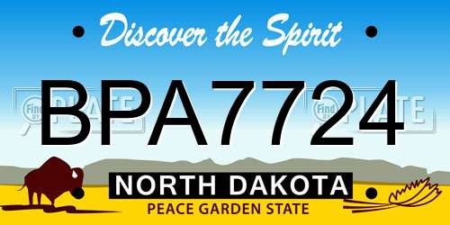 BPA7724 North Dakota License Plate