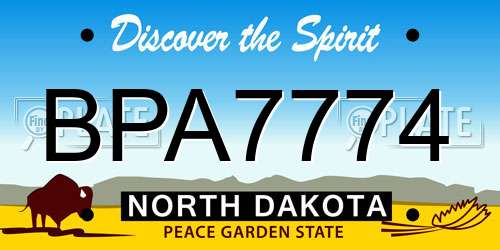 BPA7774 North Dakota License Plate