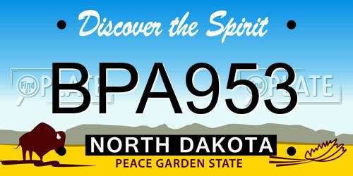BPA953 North Dakota License Plate