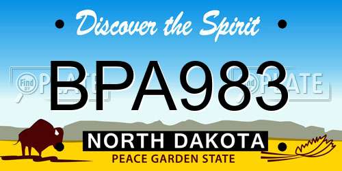 BPA983 North Dakota License Plate