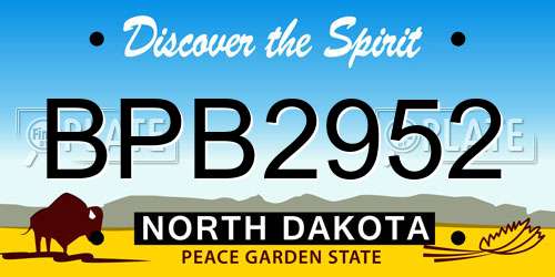 BPB2952 North Dakota License Plate