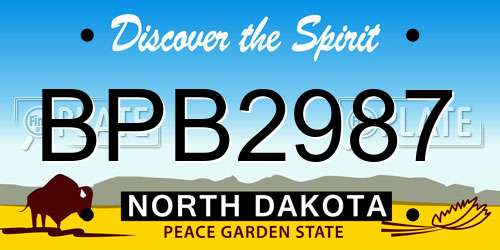 BPB2987 North Dakota License Plate