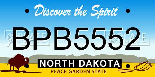 BPB5552 North Dakota License Plate