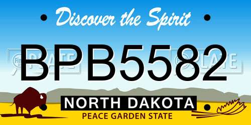 BPB5582 North Dakota License Plate