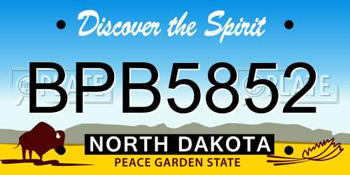 BPB5852 North Dakota License Plate
