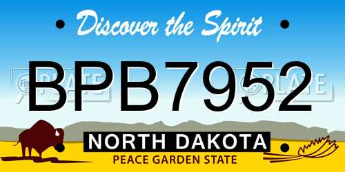 BPB7952 North Dakota License Plate