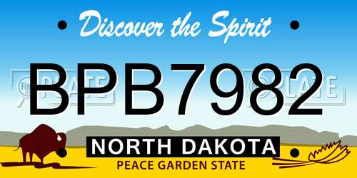 BPB7982 North Dakota License Plate