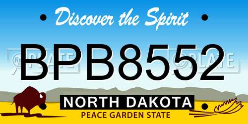 BPB8552 North Dakota License Plate