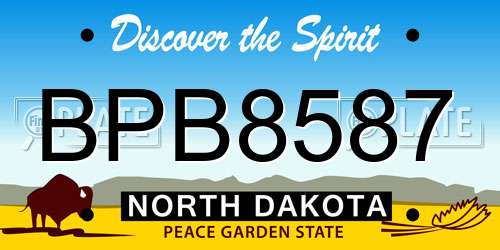 BPB8587 North Dakota License Plate