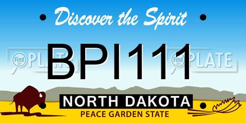 BPI111 North Dakota License Plate