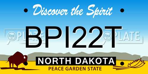 BPI22T North Dakota License Plate