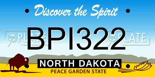 BPI322 North Dakota License Plate