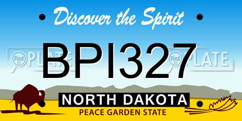 BPI327 North Dakota License Plate