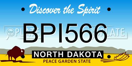 BPI566 North Dakota License Plate