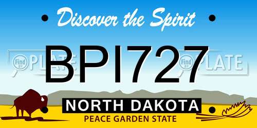 BPI727 North Dakota License Plate