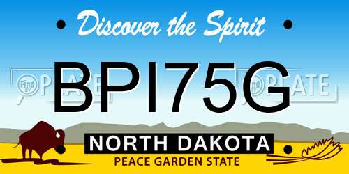 BPI75G North Dakota License Plate
