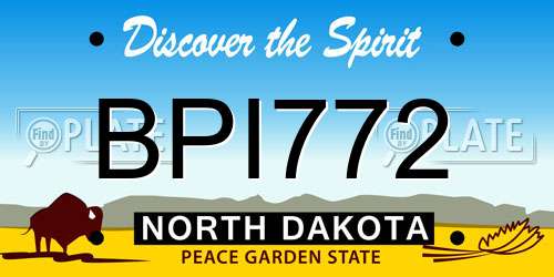 BPI772 North Dakota License Plate