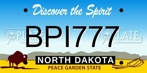 BPI777 North Dakota License Plate