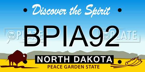 BPIA92 North Dakota License Plate