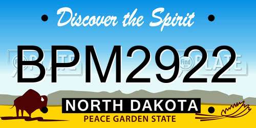 BPM2922 North Dakota License Plate