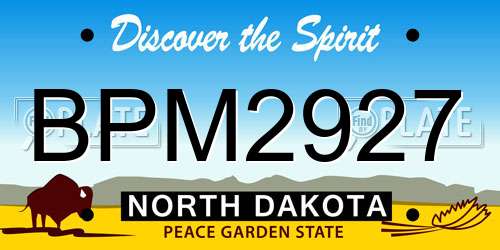 BPM2927 North Dakota License Plate