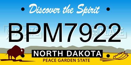 BPM7922 North Dakota License Plate