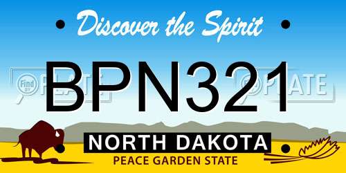 BPN321 North Dakota License Plate