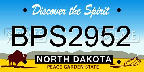 BPS2952 North Dakota License Plate