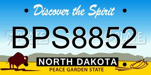 BPS8852 North Dakota License Plate