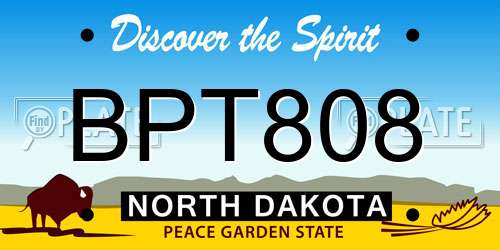 BPT808 North Dakota License Plate