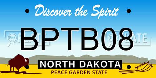 BPTB08 North Dakota License Plate