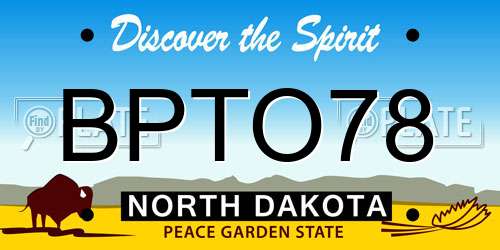 BPTO78 North Dakota License Plate