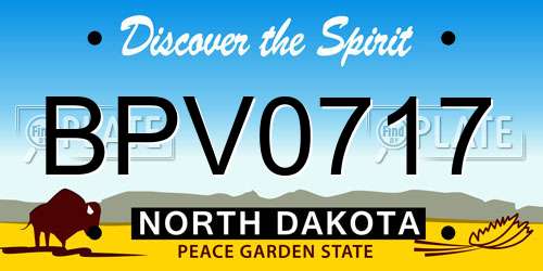 BPV0717 North Dakota License Plate